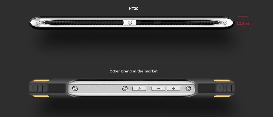 HomTom HT20 в сравнении с "типичным" защищенным смартфоном (угадывается Blackview BV6000)