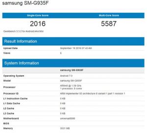 Результаты Samsung Galaxy S7 Edge на Android 7.0 Nougat в GeekBench
