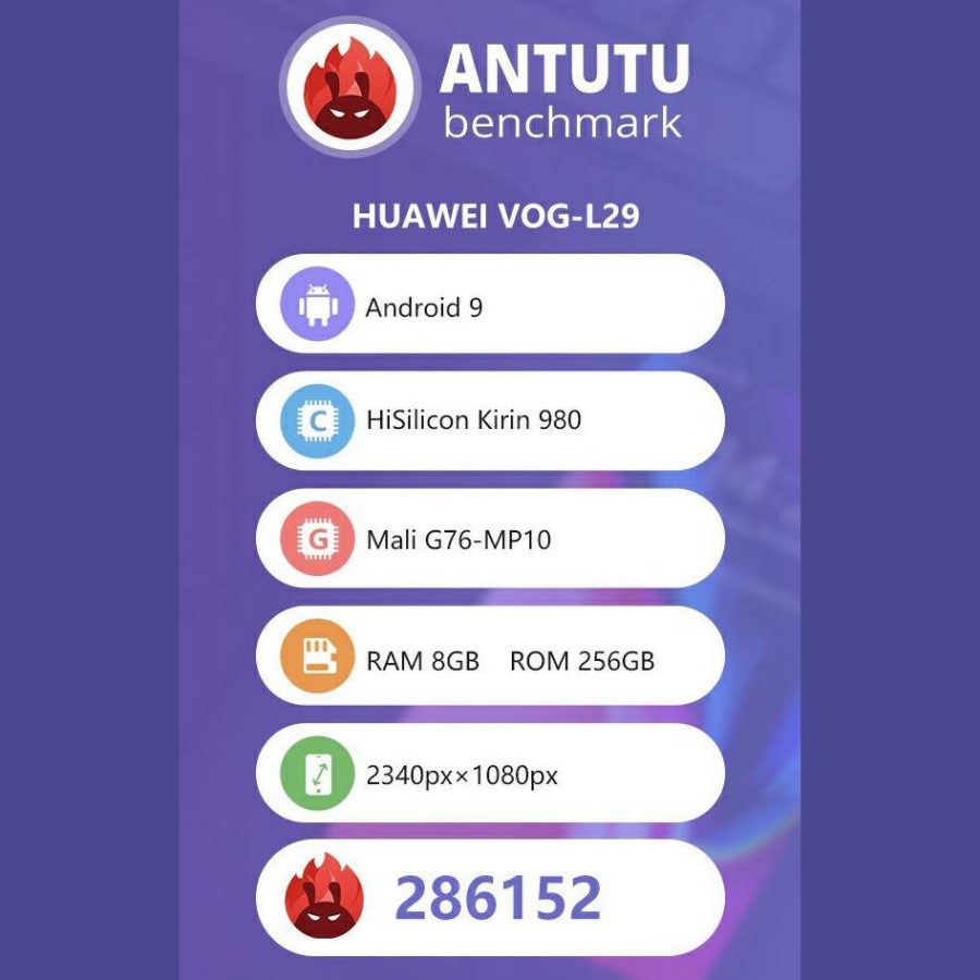 Huawei P30 Pro набрал в бенчмарке AnTuTu 286 152 баллов